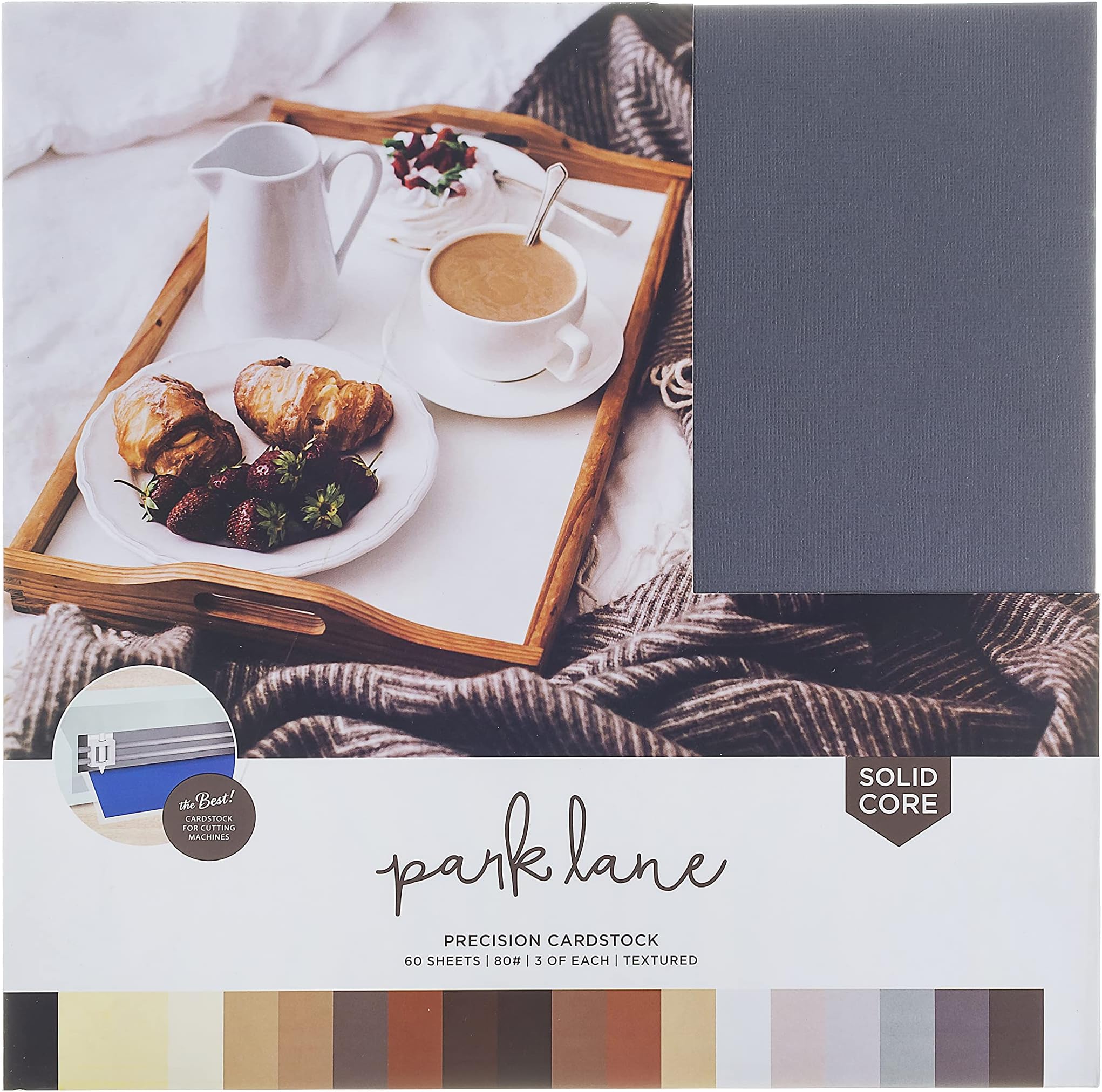 Cardstock 12x12 Variety Pack, 60 Sheets | 80lb Premium Textured Scrapbook Paper, Solid Core | Acid Free Double Sided Card Stock for Paper Crafts, Embossing, Cardmaking | Neutral Colors