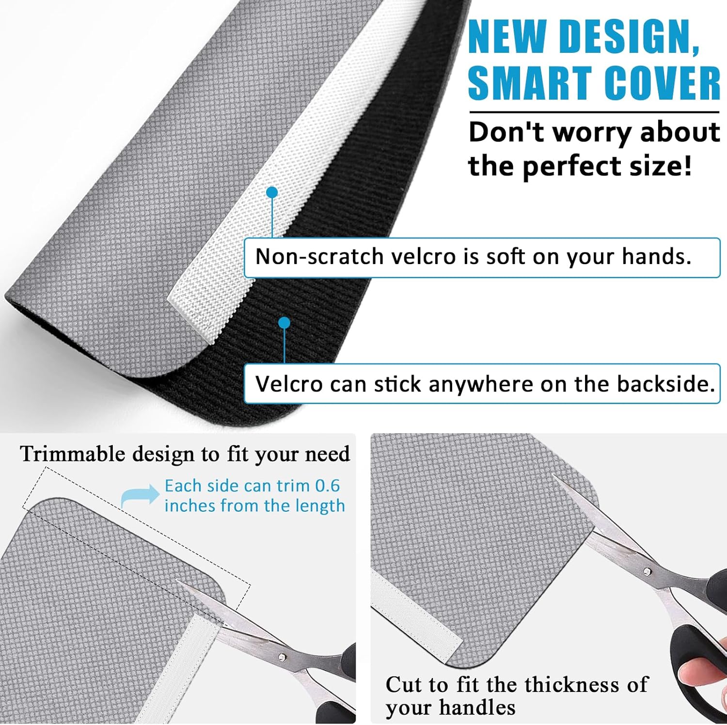 Refrigerator Door Handle Covers, Set of 6, Trimmable, Washable, Appliance Handle Covers, Fridge Door Handle Protector, Get Rid of Dirty Handprints. Timesaver, Kitchen Decor Accessories (Grey)