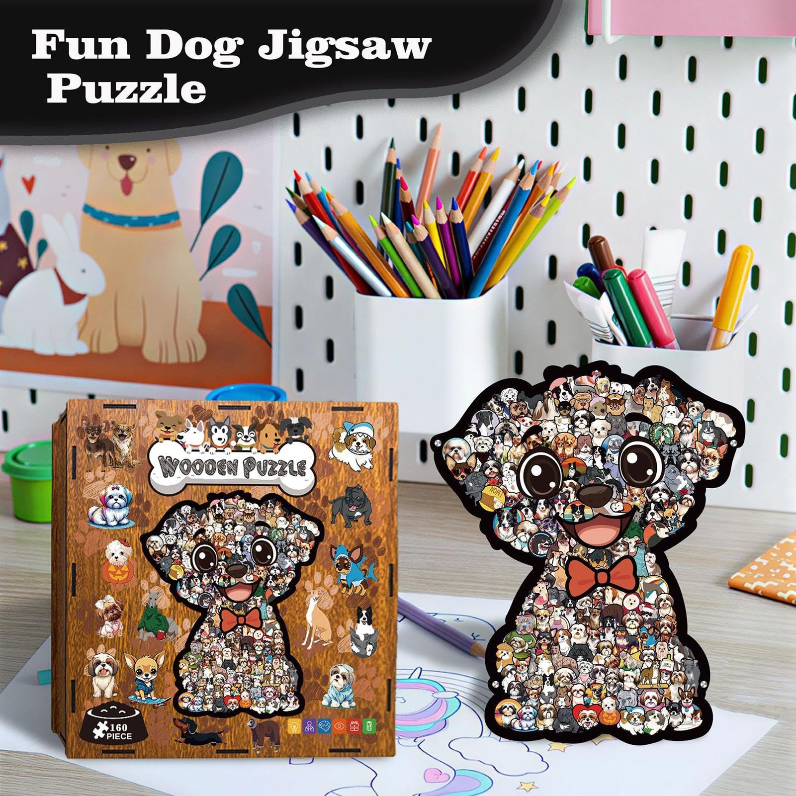 Puzzle in legno, 160 pezzi, leggero e preciso