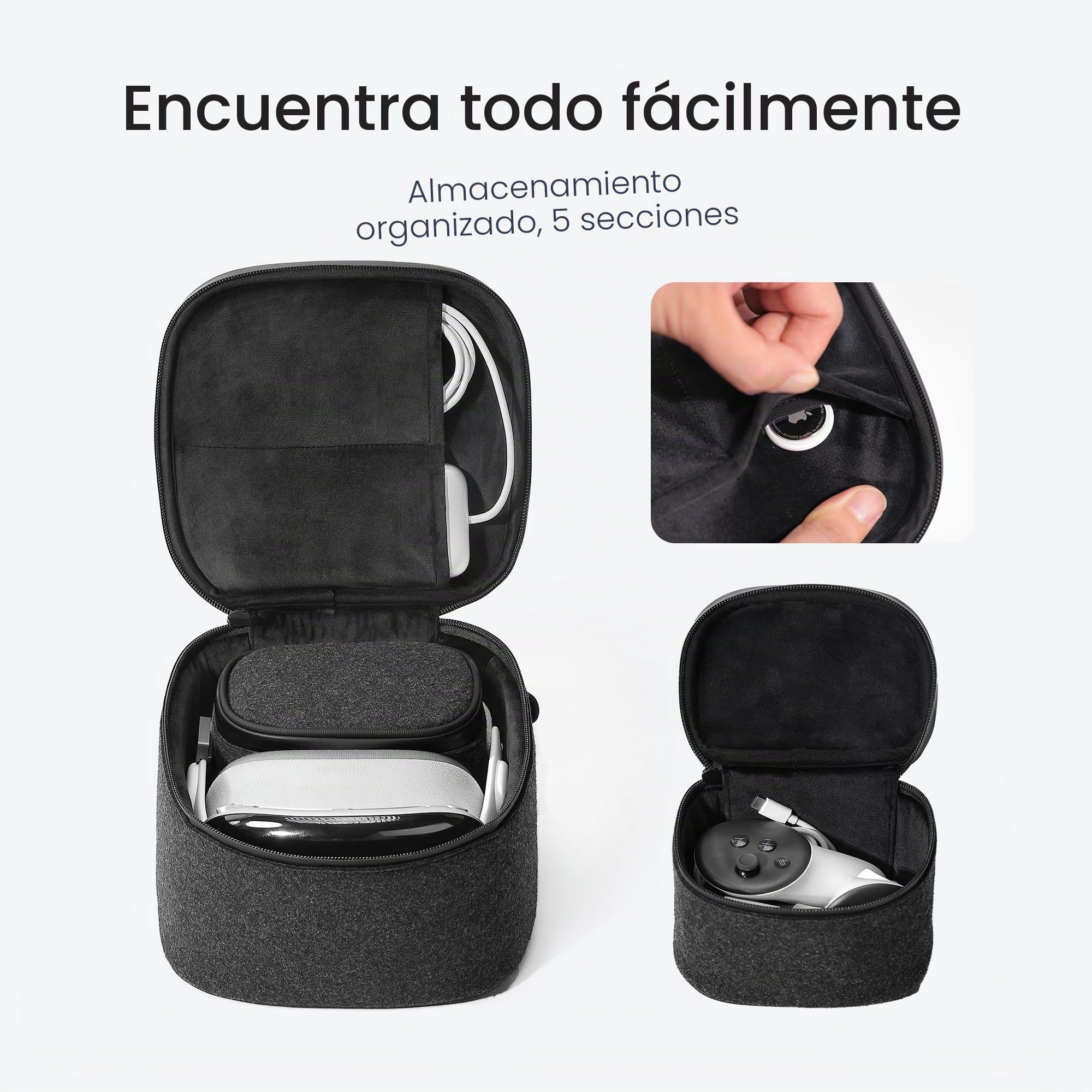 KIWI design P4 Juego de Estuches de Portátiles de Dos Piezas Válido con Meta Quest 3S/Quest 3/Quest 2/Vision Pro y Accesorios para Controladores Táctiles, No Válido con Correas Elite/Halo o de Batería