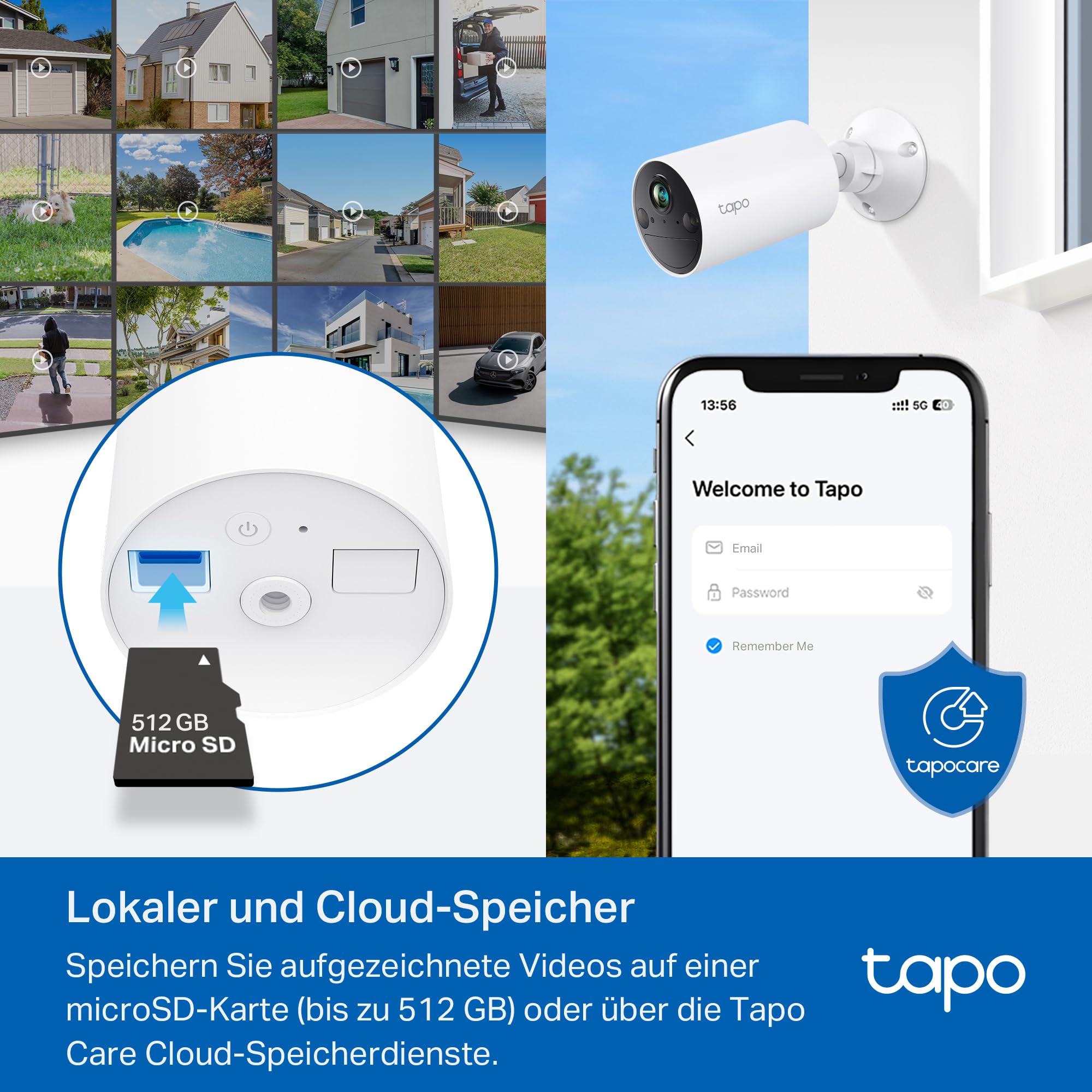 Tapo C410 Überwachungskamera Aussen Akku, 2K Auflösung, Farbnachtsicht, 6400-mAh intergrierte Akku, 2-Wege-Audio, Personenerkennung, Alexa&Google Assistant, 2,4 GHz WLAN, lokaler Speicher ohne ABO