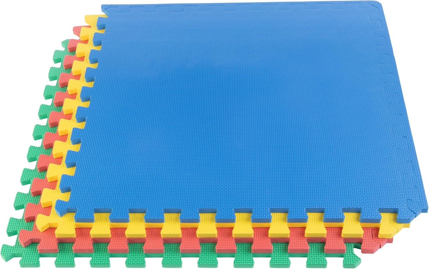 EVA Foam Mat Tiles 4-Pack - 16 SQ FT Interlocking Padding for Playroom or Gym Flooring - Workout Mat or Baby Playmat by Stalwart (Multicolor)