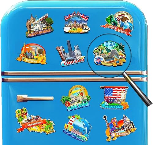 Miniatura 4 de Imán de madera para nevera Ibiza España España Monumentos 3D Viajes Coleccionables Recuerdos Decoración Hecho a Mano -2452