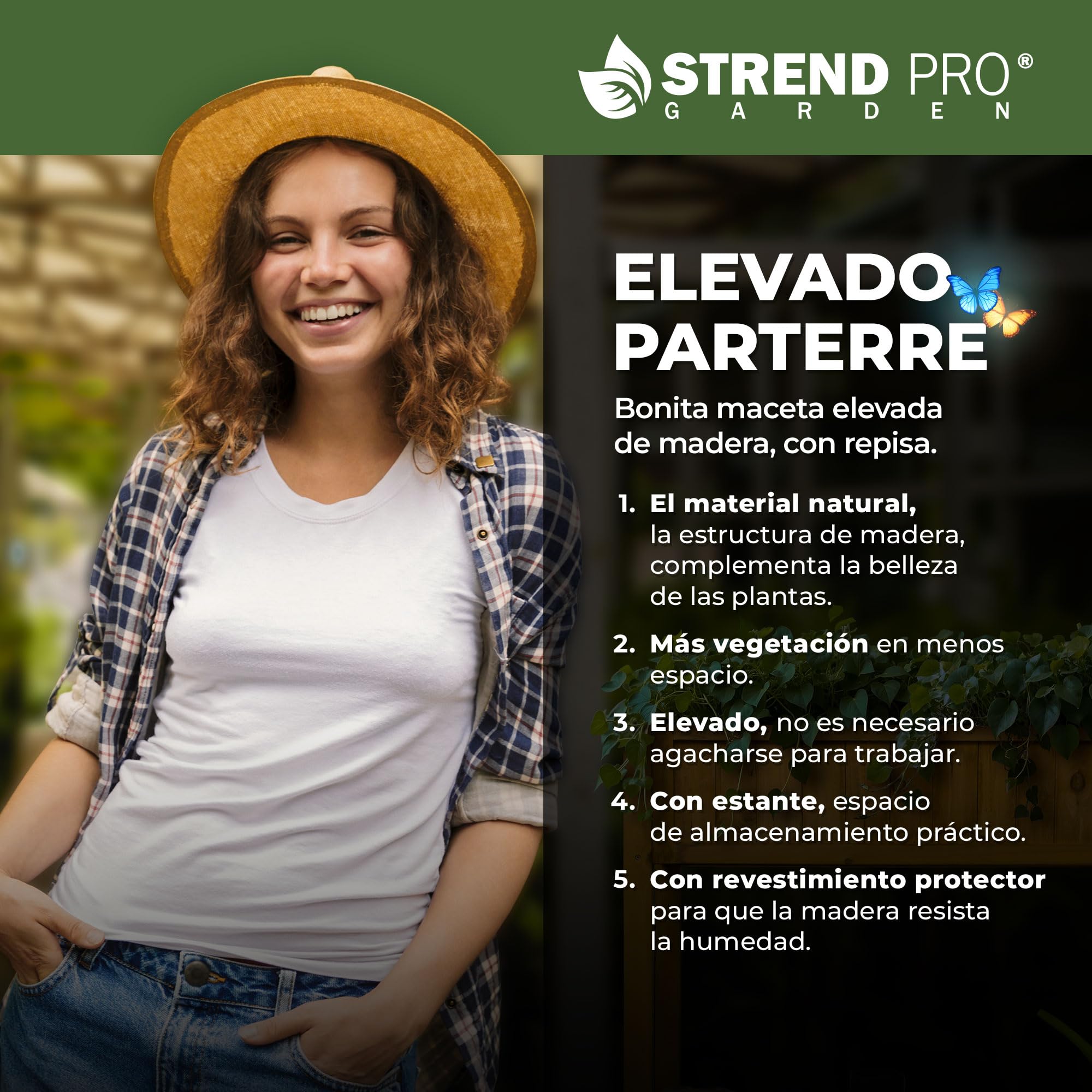STREND PRO Jardinera para balcón, 76 cm x 33 cm x 89 cm (largo x ancho x largo), bancal de madera con estante y lámina impermeable para plantas, pequeño bancal estrecho ideal para balcón, terraza y