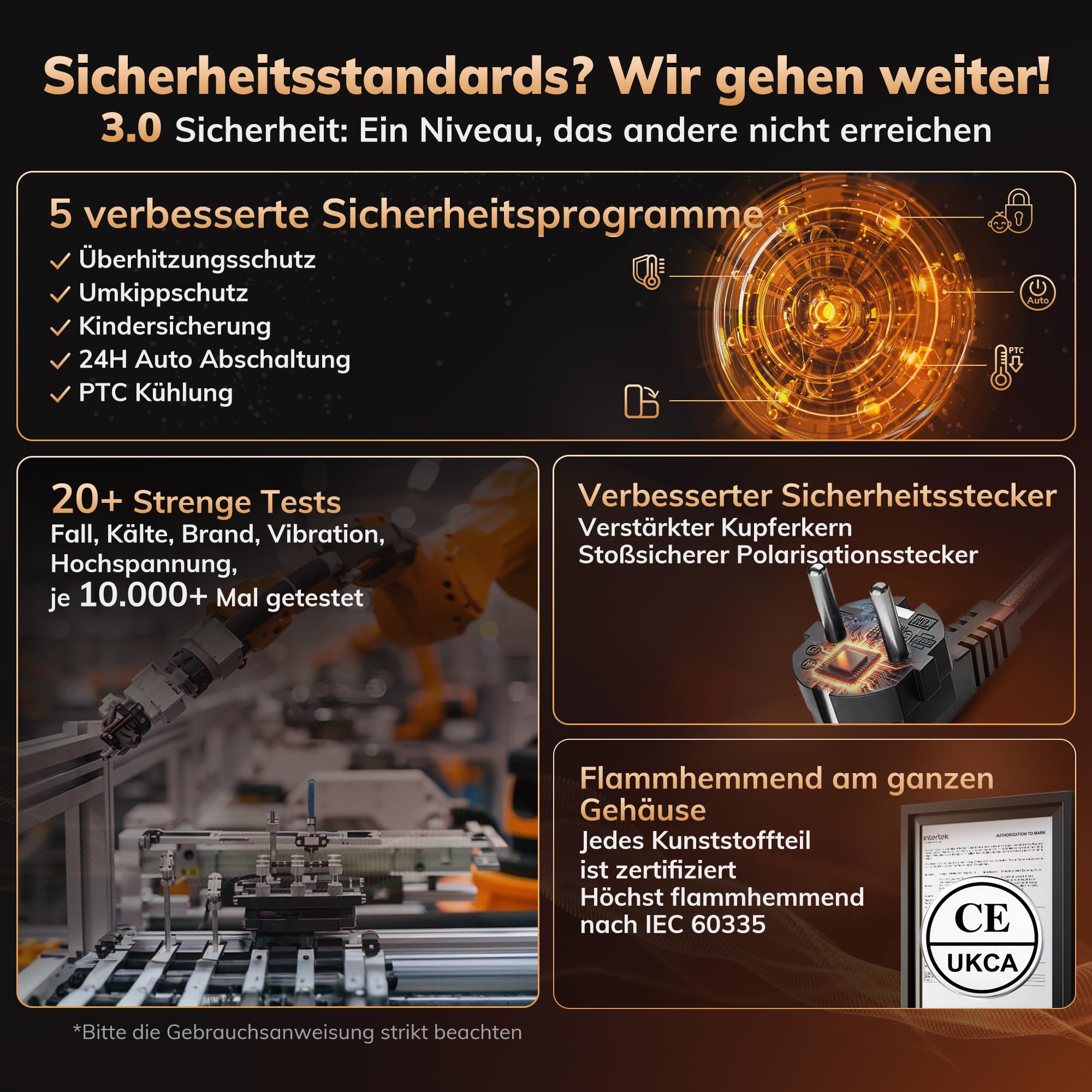 Heizlüfter AEOCKY der 3. Generation mit KI-Thermostat, 1800 W PTC-Elektroheizer für den Innenbereich mit Fernbedienung, 70°-Oszillation, geräuschlos, sicher tragbar für Büro, Schlafzimmer, Zimmer