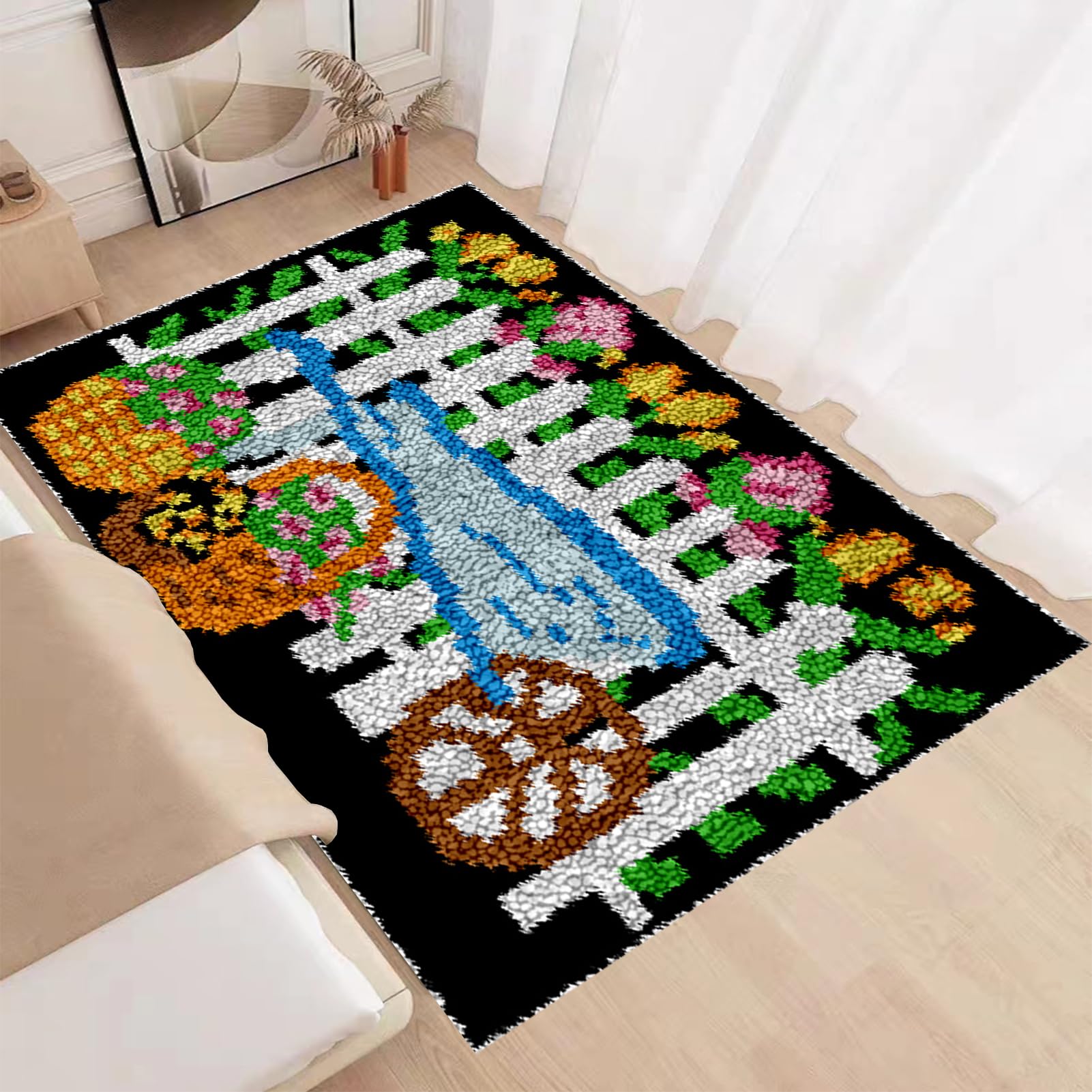 Kit per tappeti con gancio a scatto per adulti in tela stampata arazzo ricamo kit fai da te filato all'uncinetto cuscino da pavimento per decorazione domestica