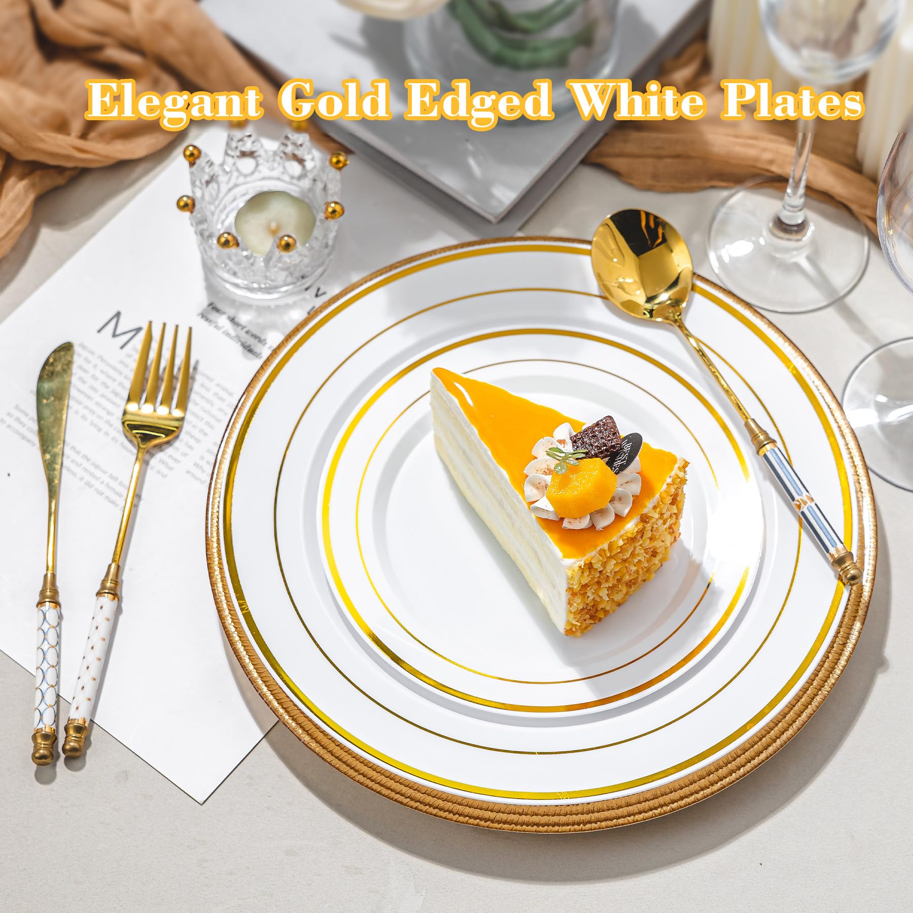 Gold Rim Disposable Plates - 100 Pack -3