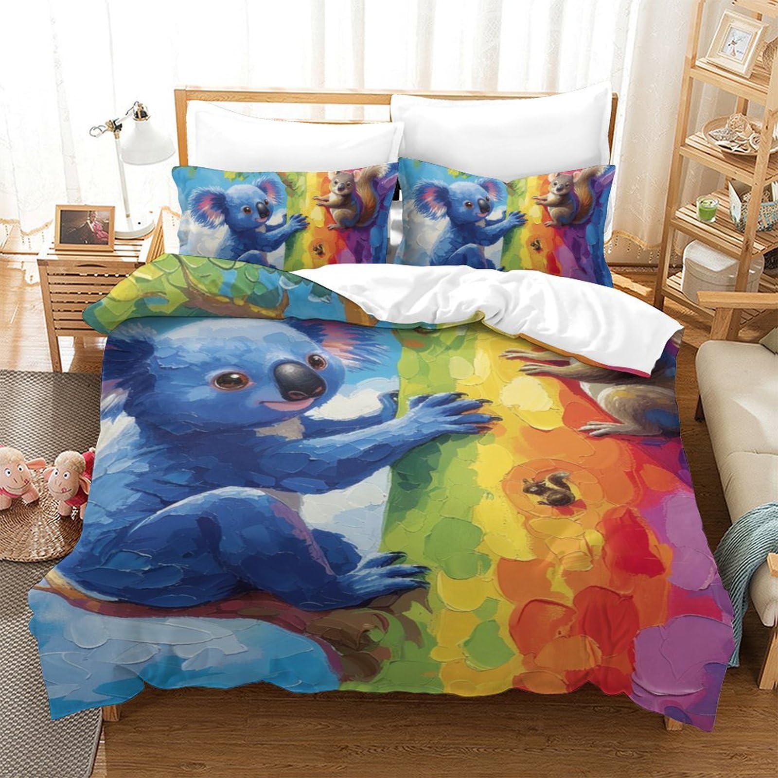 Bedding pour adolescents motif Koala avec housse de couette 140x200 cm zippée imprimée en 3D