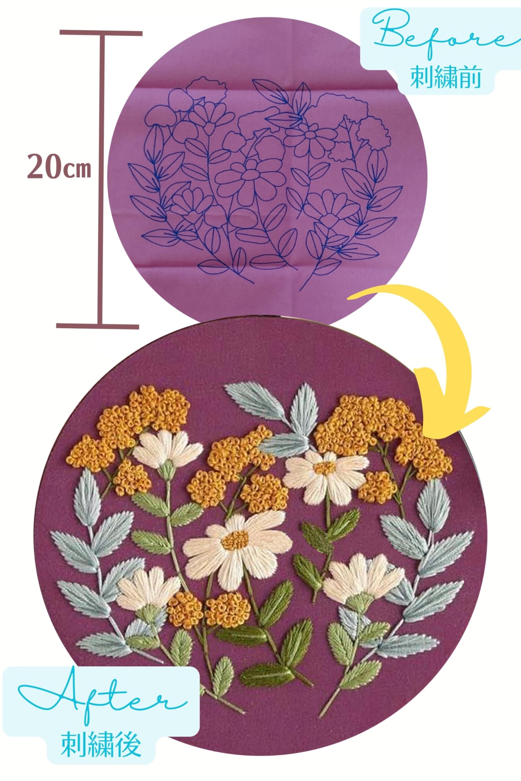 Amazon | [ママゆるり] フランス刺繍キット 花 2個セット 日本語