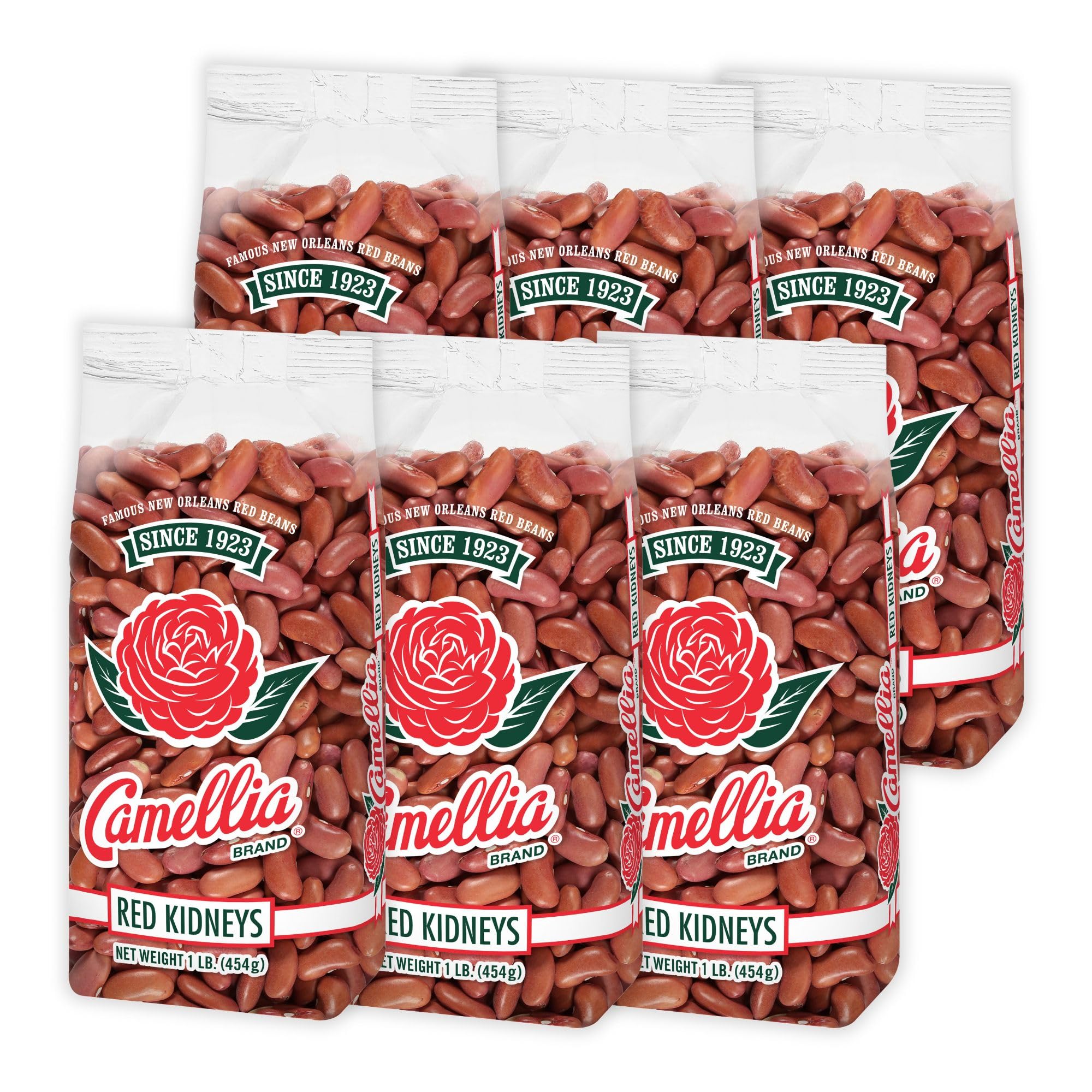 Camellia Brand Dried Red Kidney Beans – Premium Non-GMO Dry Beans, High Protein Plant-Based Food for Red Beans and Rice, Chili, Soups, Meal Prep, and Cajun Cooking 1 Pound (Pack of 6)