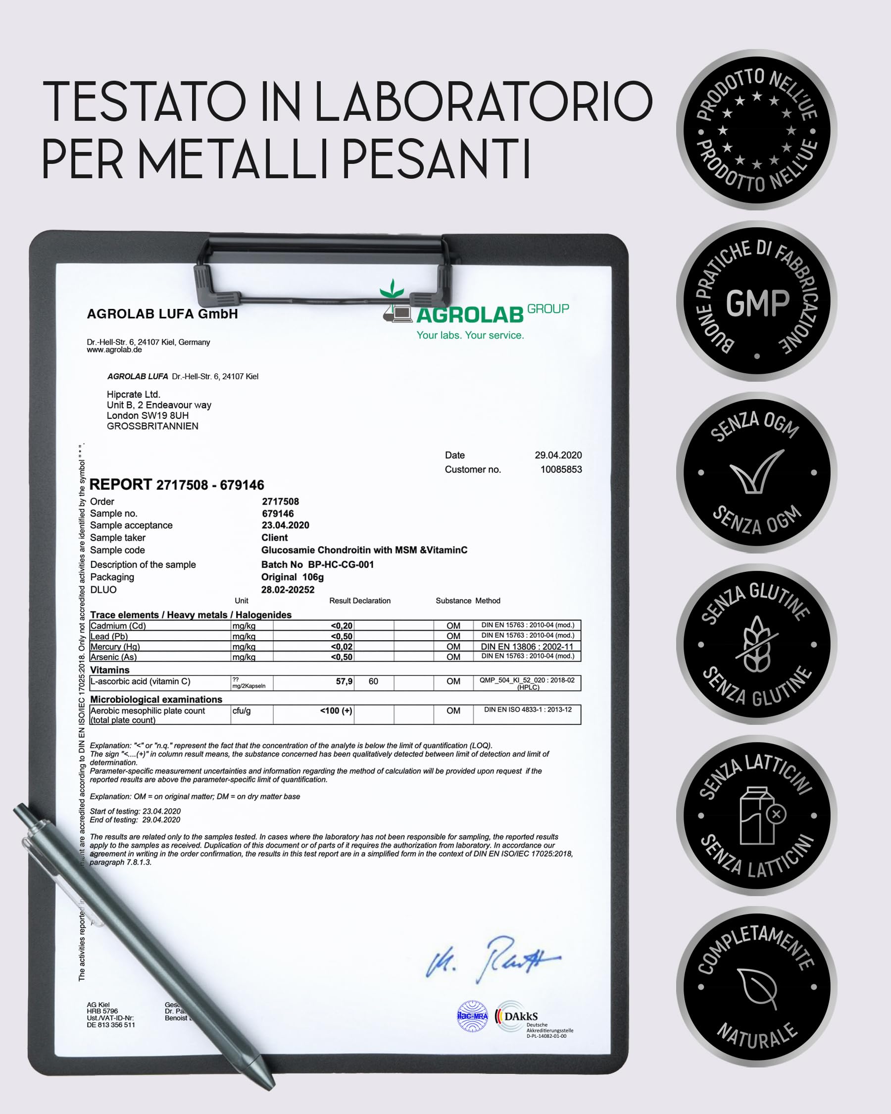 Glucosamina Condroitina MSM – Glucosamine Complex ad Alto Dosaggio - 1720 mg Glucosamina Solfato con Condroitina, MSM e Vitamina C – 120 Capsule – Integratore per Articolazioni e Cartilagine