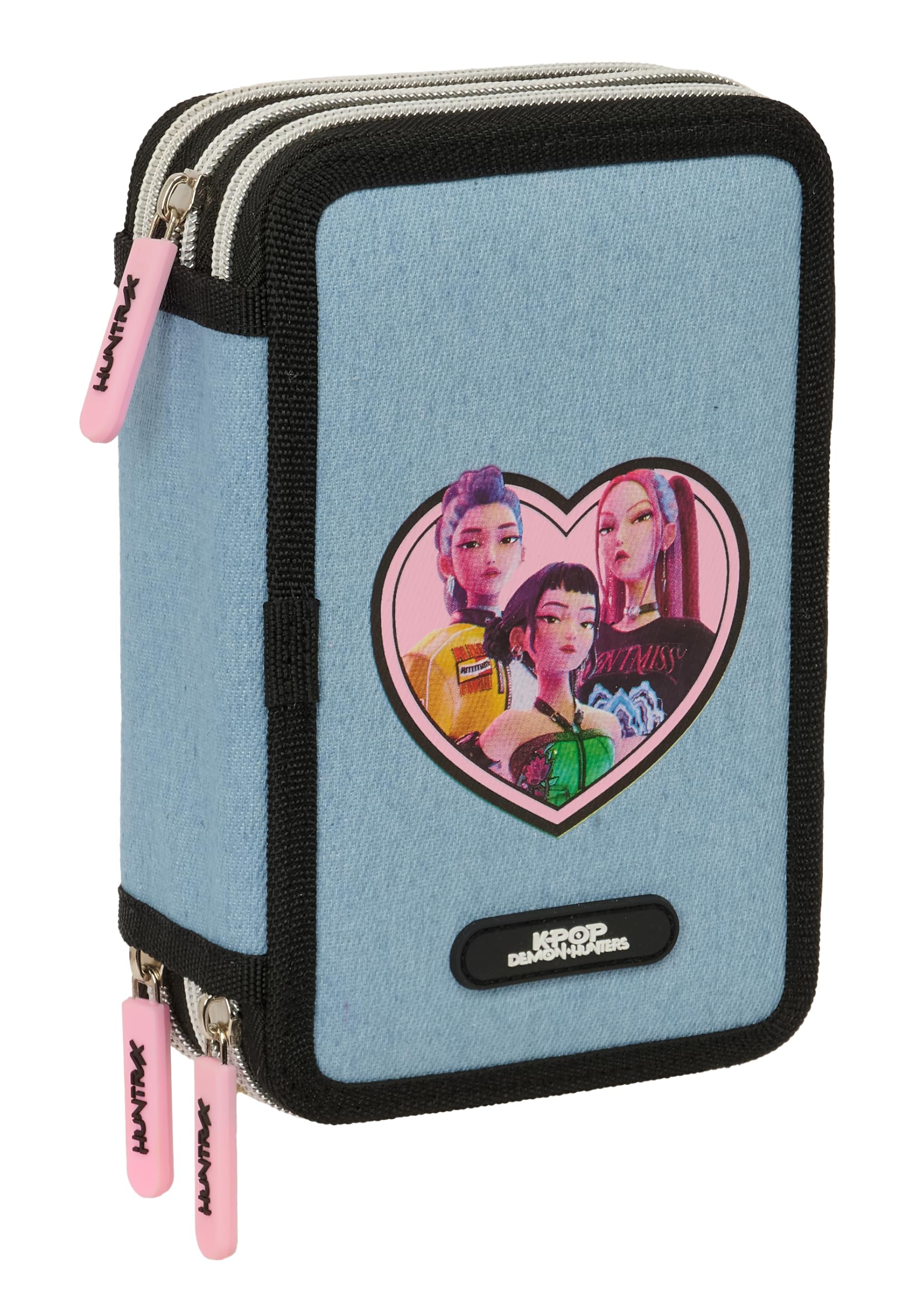 K-POP Demon Hunters - HUNTR/X - Astuccio scuola con 37 utili inclusi, astuccio per bambini, ideale per bambini dai 5 ai 14 anni, comodo e versatile, resistenza, 12,5 x 5,5 x 19,5 cm