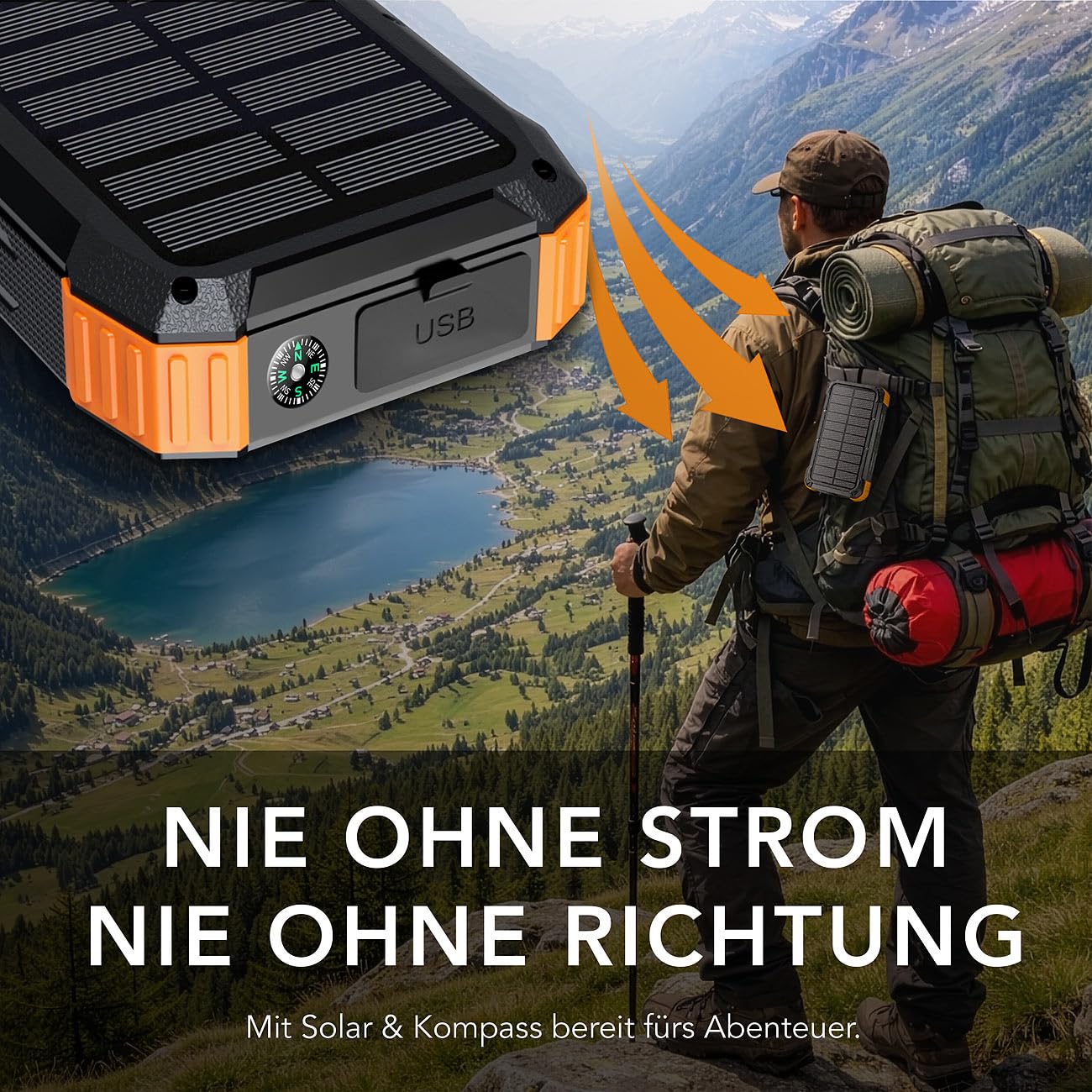 revolt Dynamo-Powerbank: Kurbel-Solar-Powerbank, 20.000 mAh, USB-C PD 20 W, Qi-kompatibel, LED (Kurbel-Dynamo & Solar, mit Lithium Polymer Akku, Steckdose)