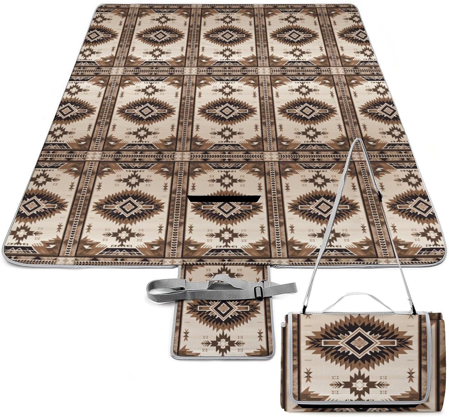 Outdoor Picnic Blanket,Native American Print Picnic Blankets,Large Beach Blanket Sand Free Foldable Portable Camping Blanket