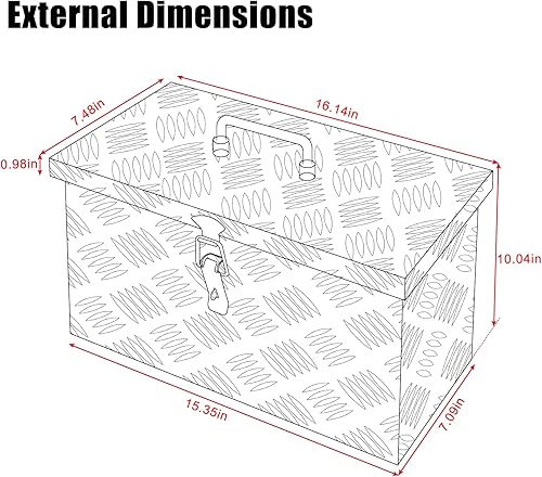 Miniatura 2 de Caja de herramientas de aluminio negro de 16 x 7.5 x 10 pulgadas, caja de herramientas de 5 barras para camión, automóvil, remolque, al aire libre,