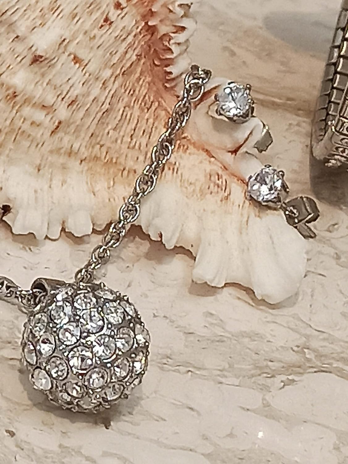 Exquisite Faberge Austrian Ball Pendant Necklace Bracelet Earring set Ladies Birthday Anniversary Valentine's day gift for her HANDMADE SILVER TarnishFree Necklace Set Gift 170 HANDSET Diamond present - Image 2