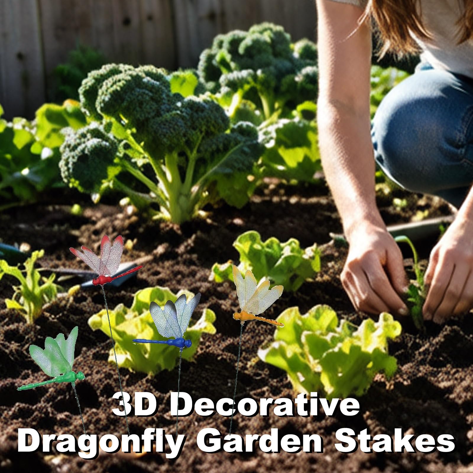 Estacas decorativas 3D de libélula para jardín, decoración de jardín para patio, césped, plantas, macetas, 12 piezas