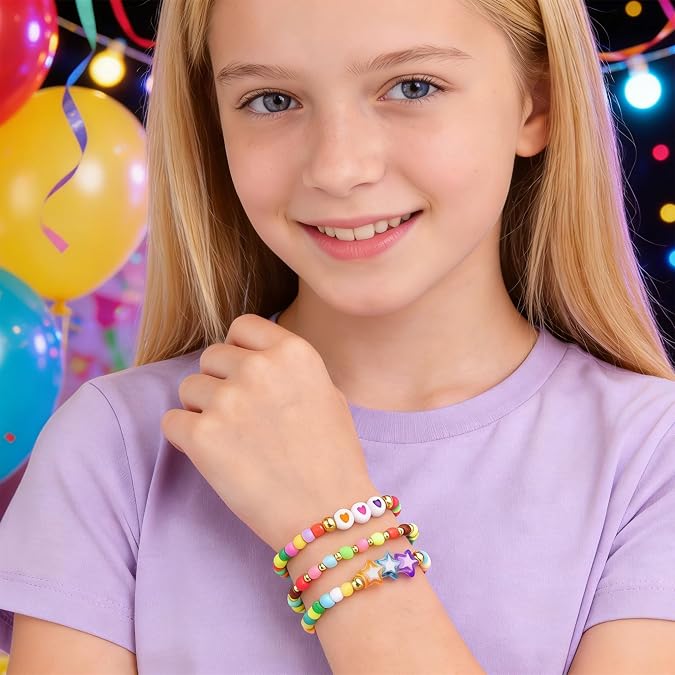 Friendship Bracelet Set for Women & Girls - Trendy Handmade Jewelry Gift with Love Charms, Rainbow Color, Boho Beads & Adjustable Design 8-Pack