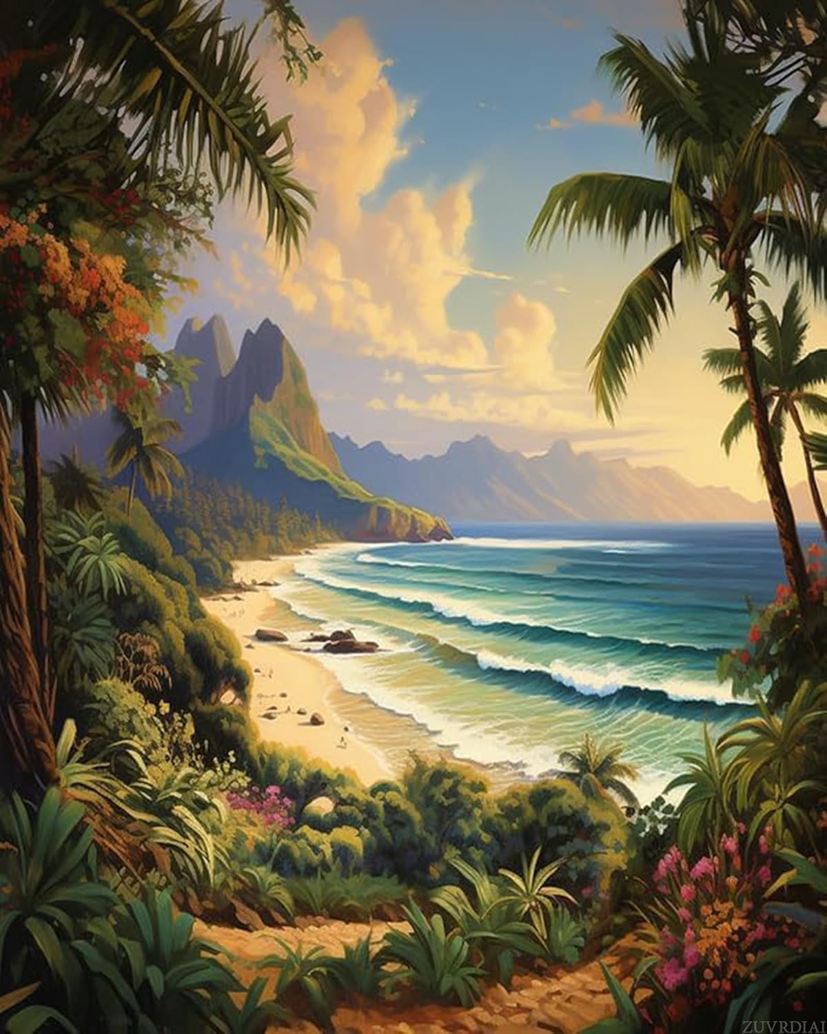 ZUVRDIAI Painting by Numbers, Tropical Island Landscape, Paint by Numbers for Gift Home Wall Decor, 40x50cm, Without Frame