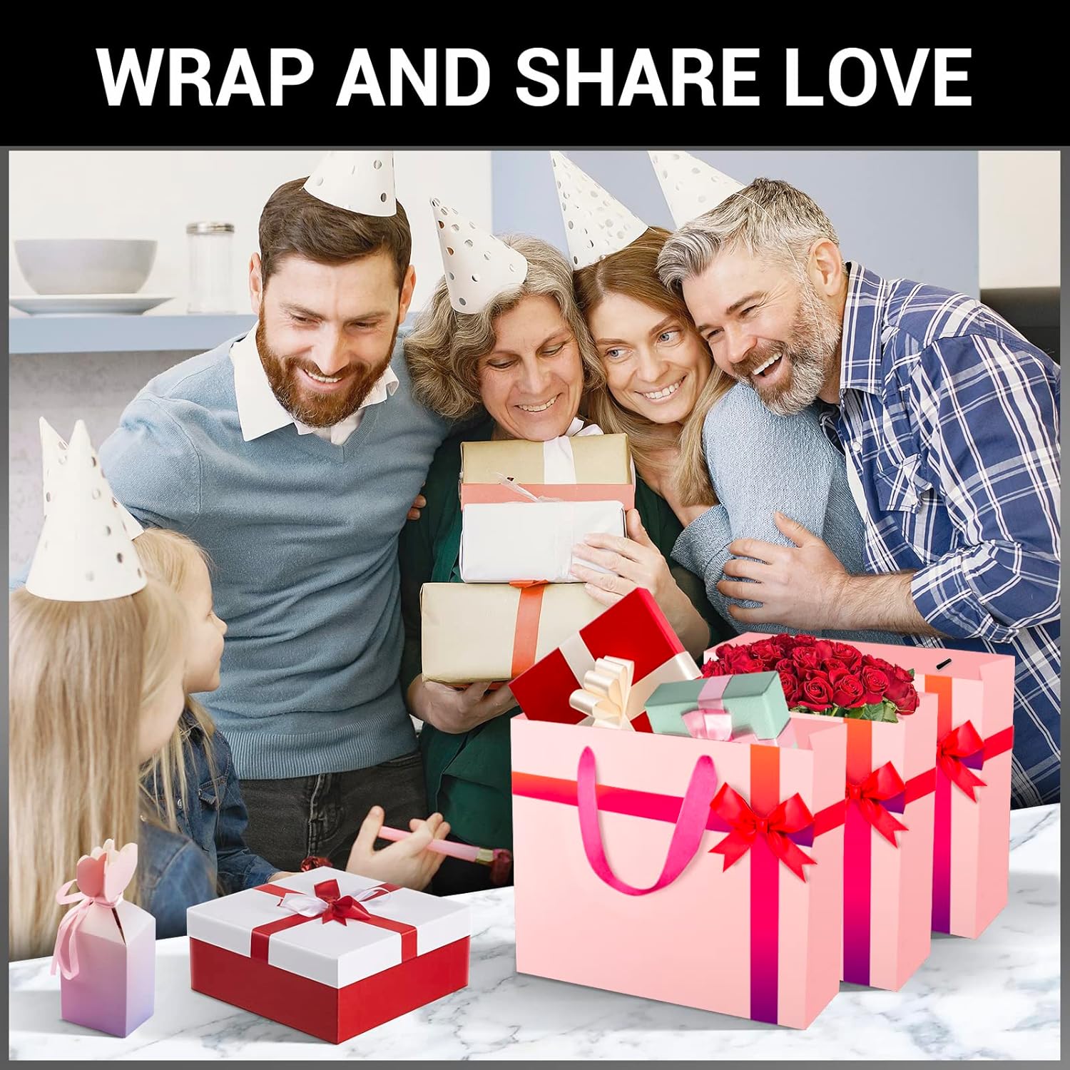 EUSOAR Kraft Gifts Wrap Bags, 10.6x3.1x8.3 inches 20pcs Handled Paper Bags, Pink Kraft Bags, Shopping Merchandise Bags, Homemade Decoration Paper Bags, Present Bags - Image 6