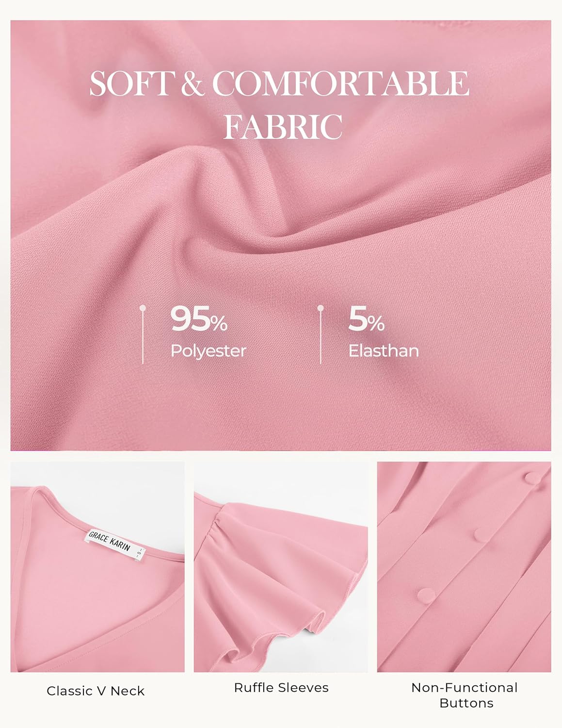 GRACE KARIN Summer Blouses for Women Dressy Casual, 2026 Ruffle Sleeve Peplum Tops, Business Work Shirt Fashioin Clothing - Image 5