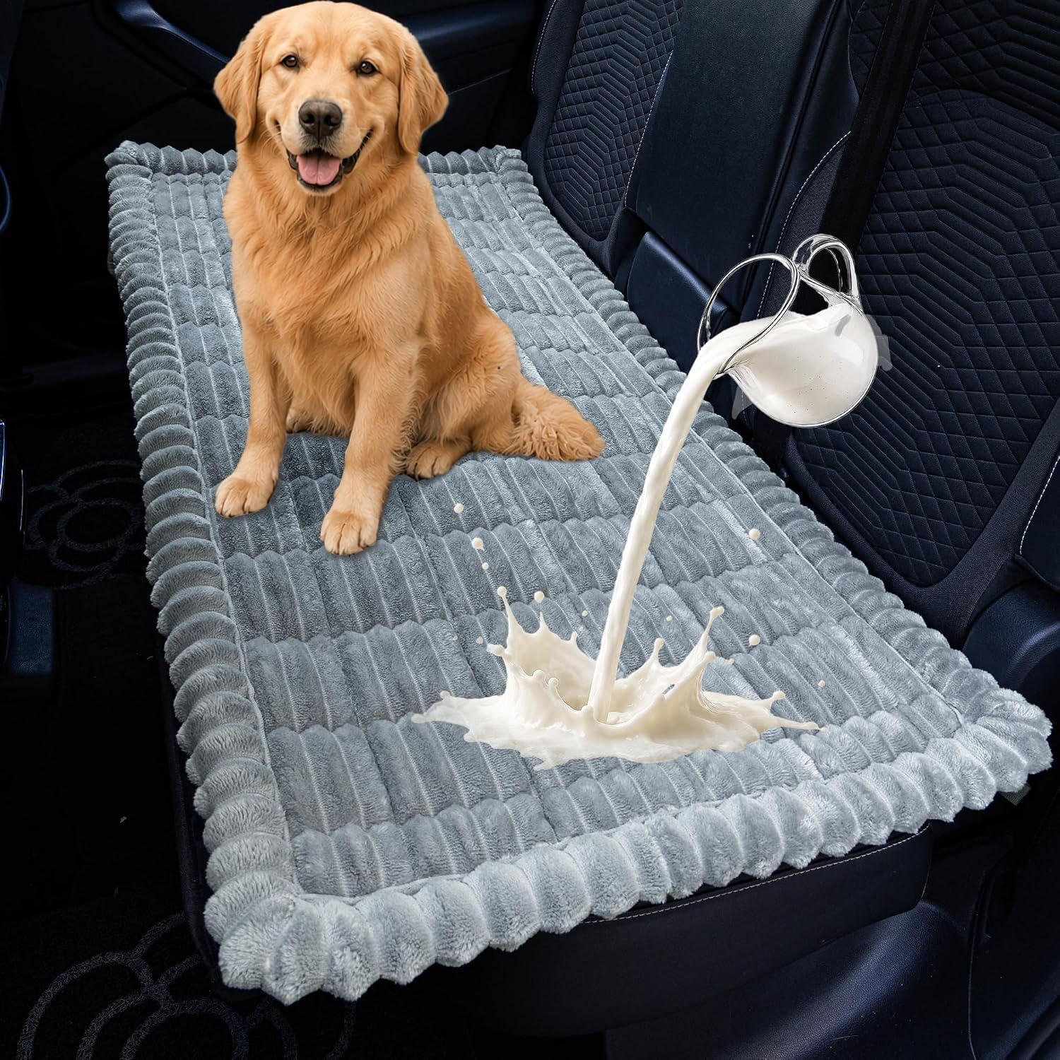Dog Bed for Car Back Seat, Waterproof Dog Blanket for Car, Light Grey