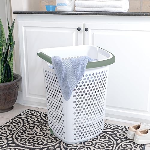 Miniatura 9 de 2Bushel - Cesta de plástico con ruedas, con asa, ligera y duradera, con ruedas, adecuada para apartamentos, dormitorios, baños y lavanderías (15.47