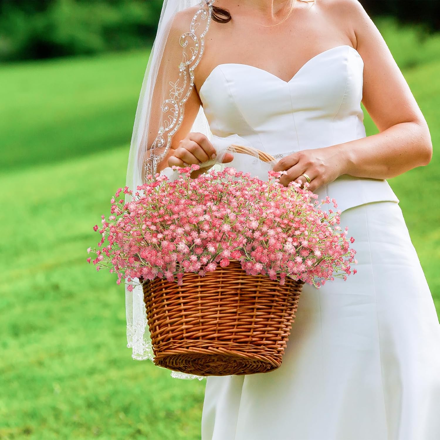 N&T NIETING Babys Breath Artificial Flowers Bulk, 10Pcs Fake Gypsophila Bouquet Flowers Real Touch Faux Babies Breath Arrangement for Wedding Floral Party Home Centerpieces Vase Decoration, Pink - Image 6