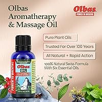 Vista 2 de Aceite de masaje y aromaterapia Olbas, 1.01 fl oz, aceite para masaje corporal, remedios herbales suizos con aceites esenciales puros para masajes