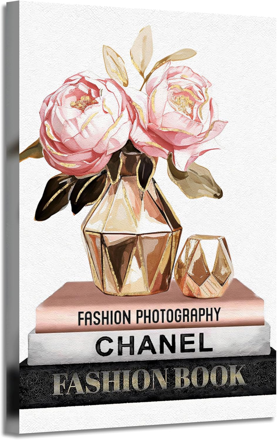 ARTISTIC PATH Modern Butterfly Canvas Wall Art: Fashion Artwork Pink Flower Perfume Bottle Painting Chic Picture for Girl’s Bedroom Makeup Room