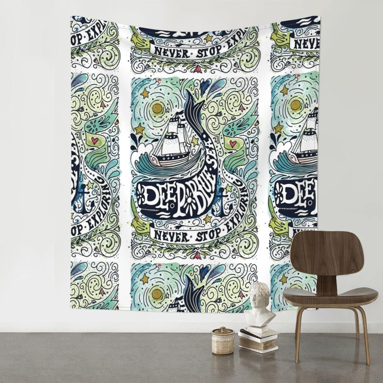 YYHWHJDE Deep Blue Animal Whale Prints Wall Tapestry 60x51in - High-Grade Polyester Throw Blanket for Bedroom, Dorm, Beach & Picnic Decor