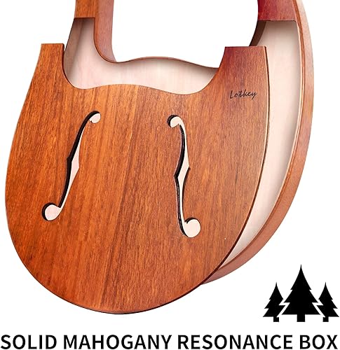 Miniatura 39 de Arpa de lira, Lotkey 23 cuerdas de metal, cuerpo de caoba y tablero de abeto sólido, arpa de lira con llave de afinación, cuerdas de extracción