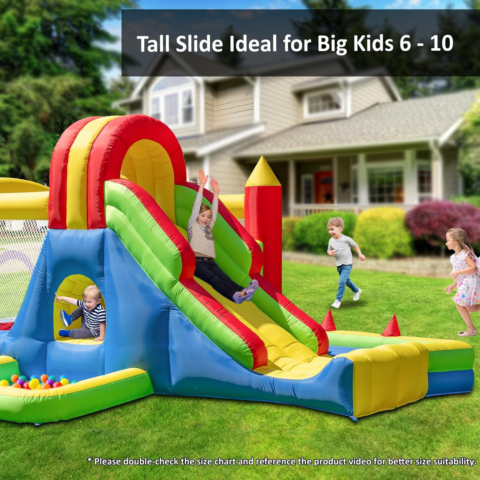 Ballsea Gran Castillo Hinchable para Niños (4,7 × 3,3 × 2,1 m)