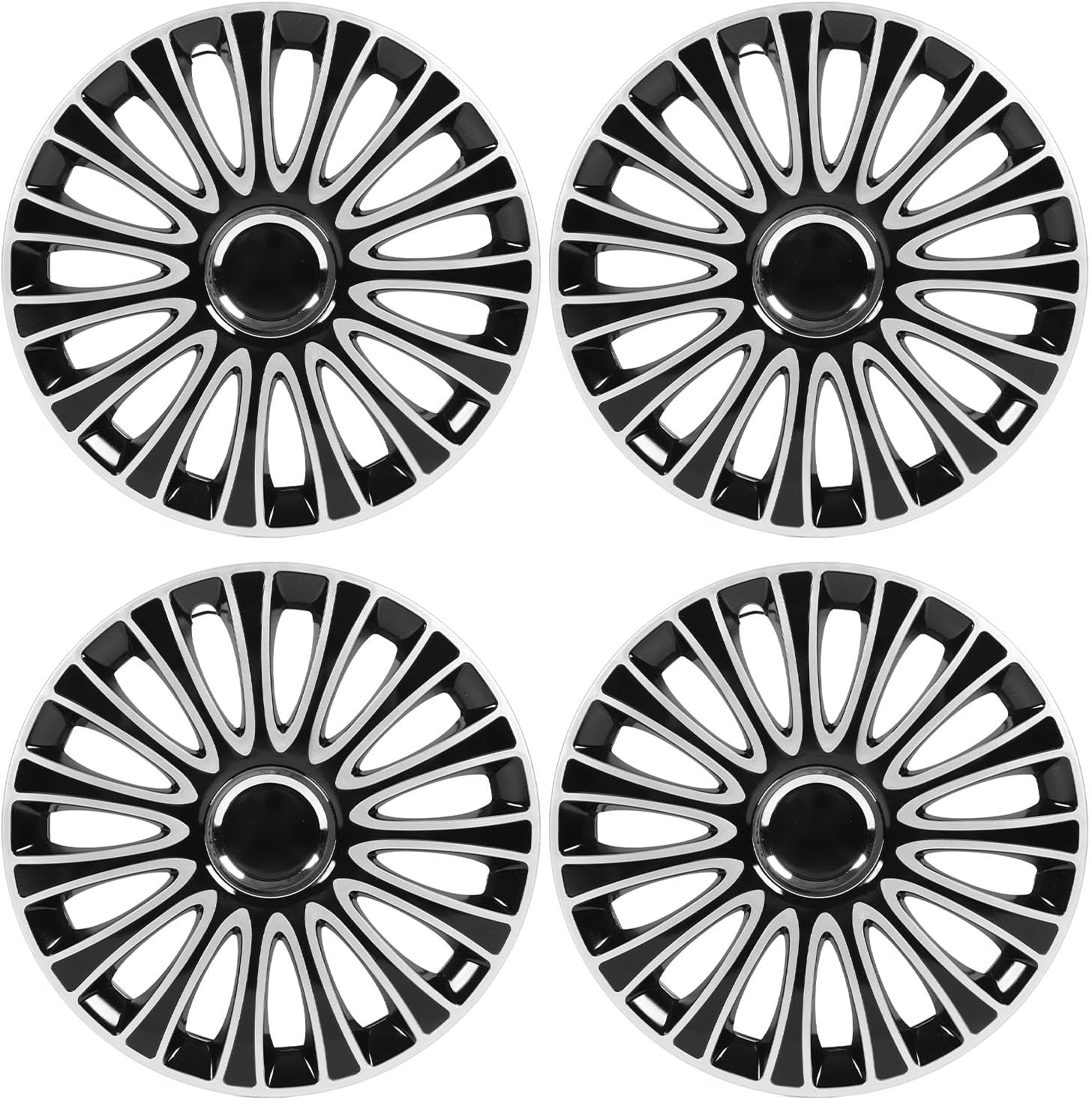 Wheel Hubcap Cover, 4Pcs Hub Cover 15 Inch Black Hub Protective Decorative Hub Replacement for 500