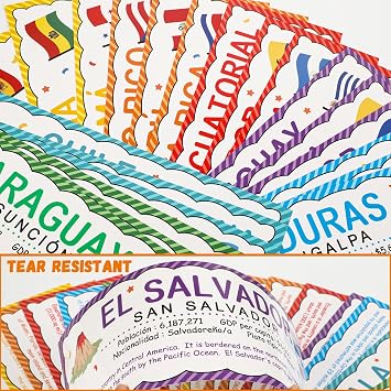 21 PCS Spanish Language Country Posters Flags Classroom Decorations Latin American Countries (New) Spain Puerto Rico and Equatorial Guinea Spanish Learning Materials for K-12 Students and Teachers