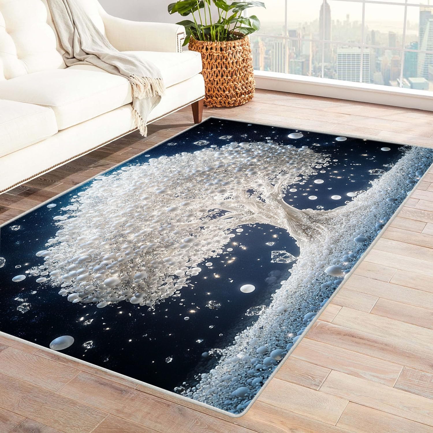 Paillasson entree et tapis grand format blanc pour illuminer un sol sombre