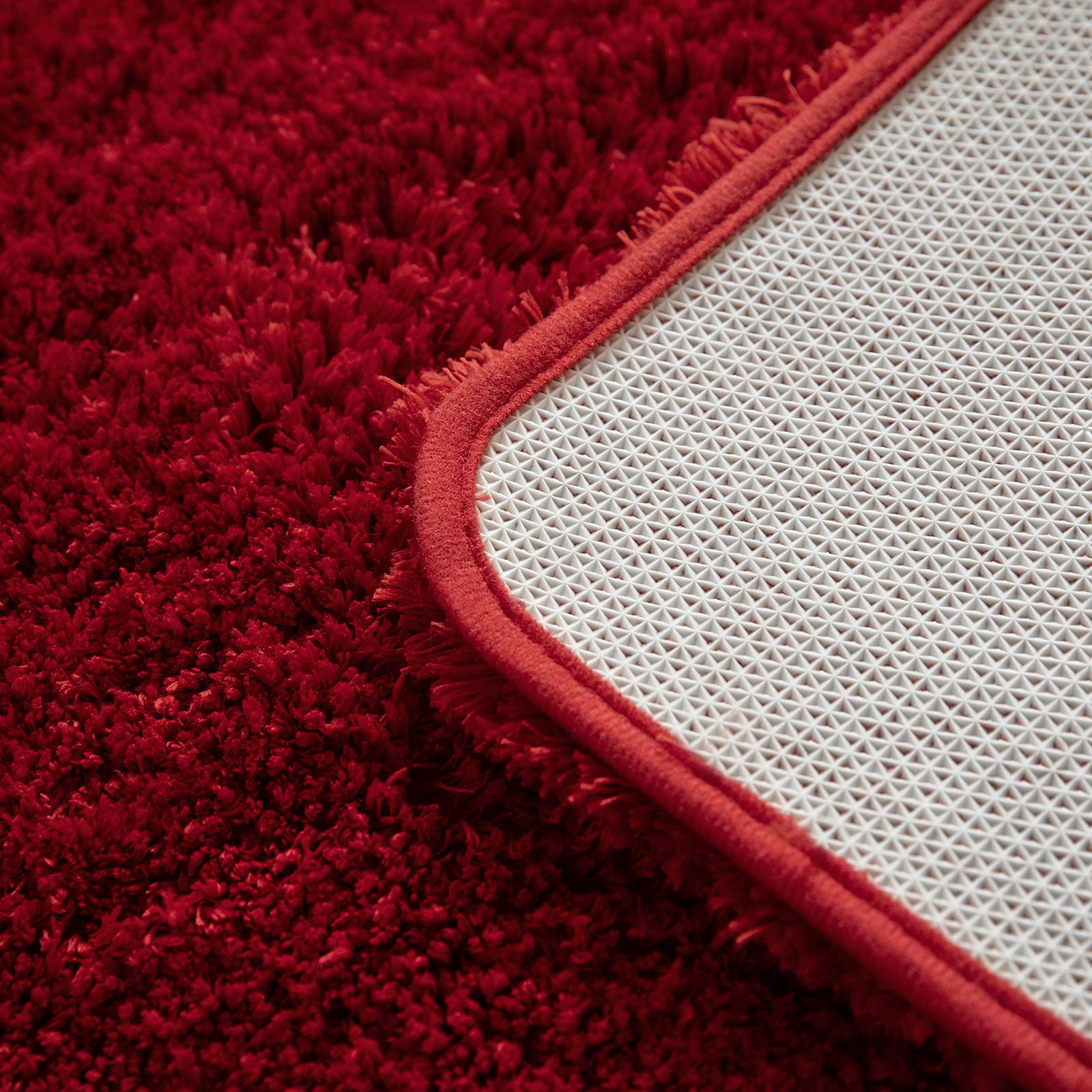 MIULEE 1 Pieza Alfombrilla de Microfibra de 4 CM de Largo Antideslizante Absorción de Agua Alfombra de Baño Suave para Puertas de Entrada Pasillo Ducha Habitación Sala de Estar 50x80cm Rojo