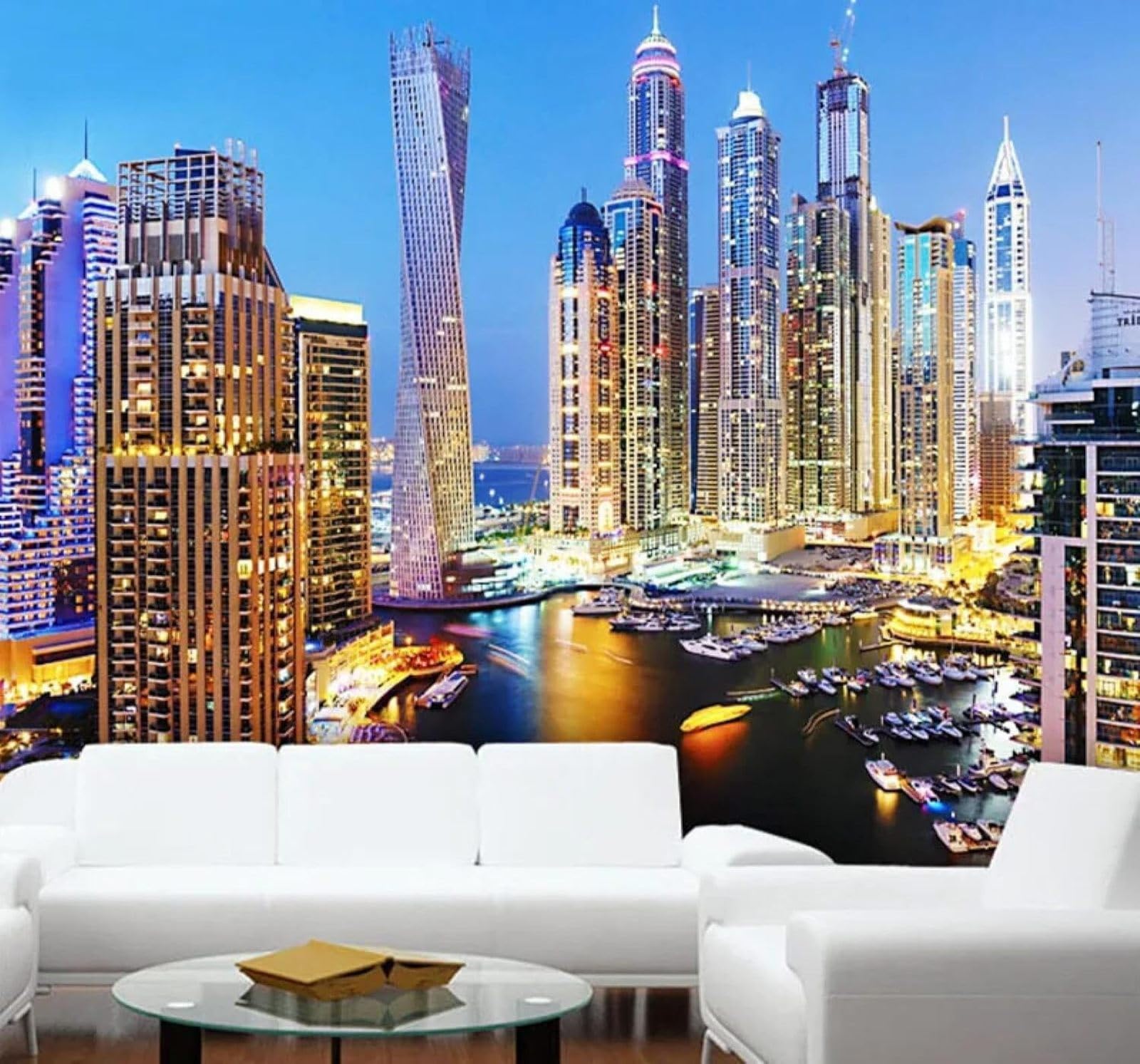 XLMING Beautiful Three Dimensional Urban Architecture River Night View 3D Wallpaper Luxury Silk Study Dining Feature Sofa Grey Bedroom Living Room Tv Decorative Wall-400cm×280cm