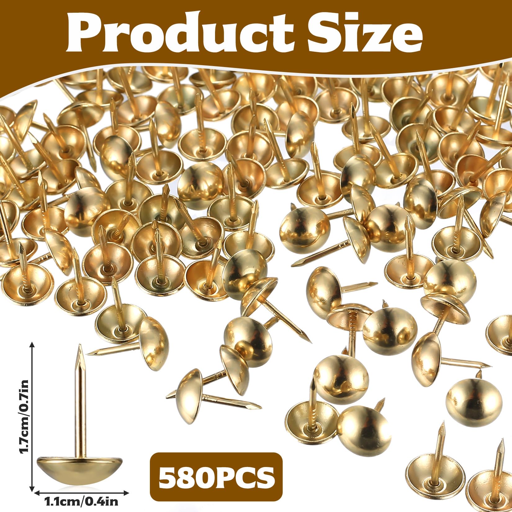 Tenbrachian 580 Pcs Upholstery Tacks, Antique Upholstery Pins, Bronze Nails, Vintage Decorative Thumb Tacks - Image 2
