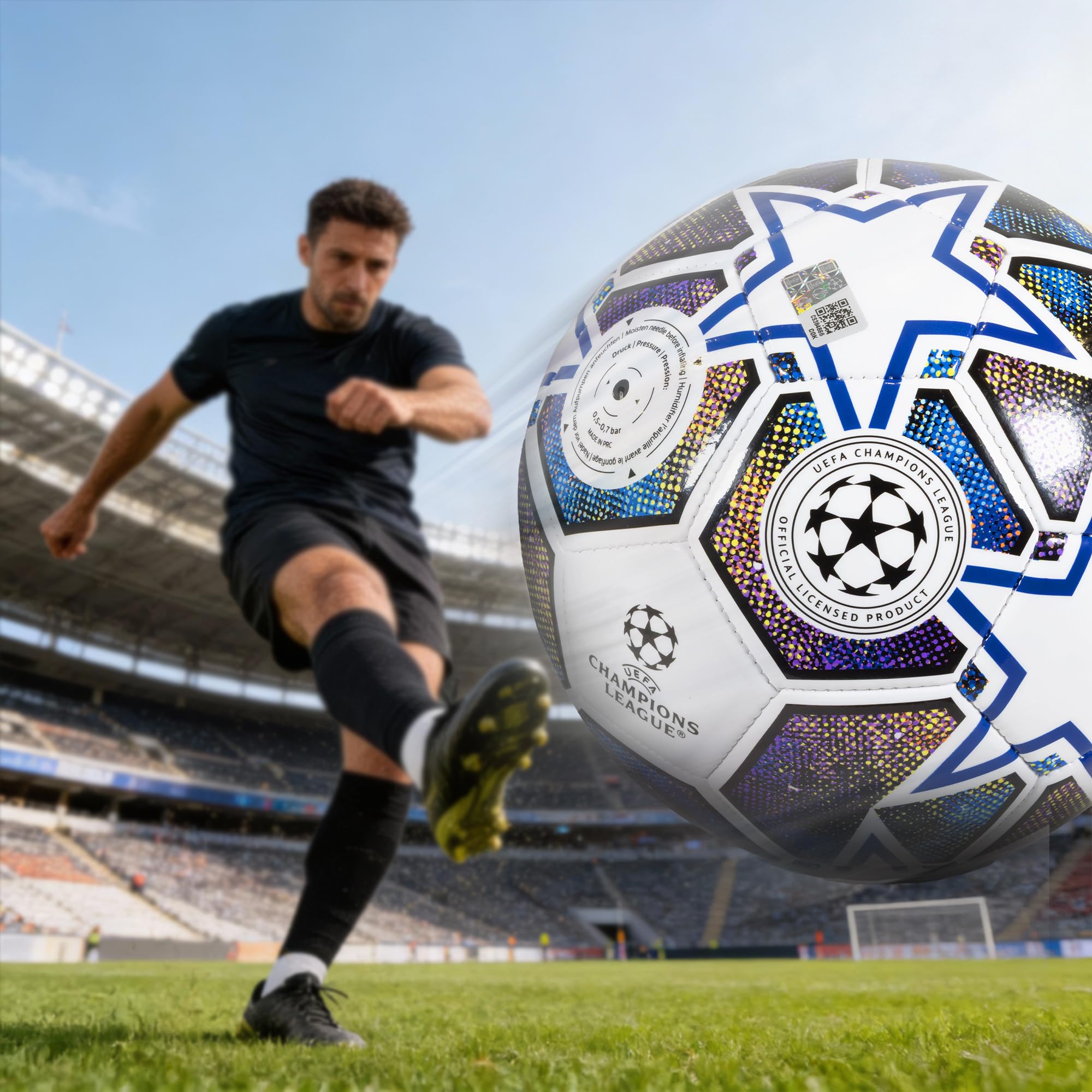 Ballon de Football Hy-Pro UEFA Champions League, Taille 5, sous Licence Officielle, pour l’entraînement et Les matchs, Produit dérivé et Objet de Collection pour Enfants et Adultes