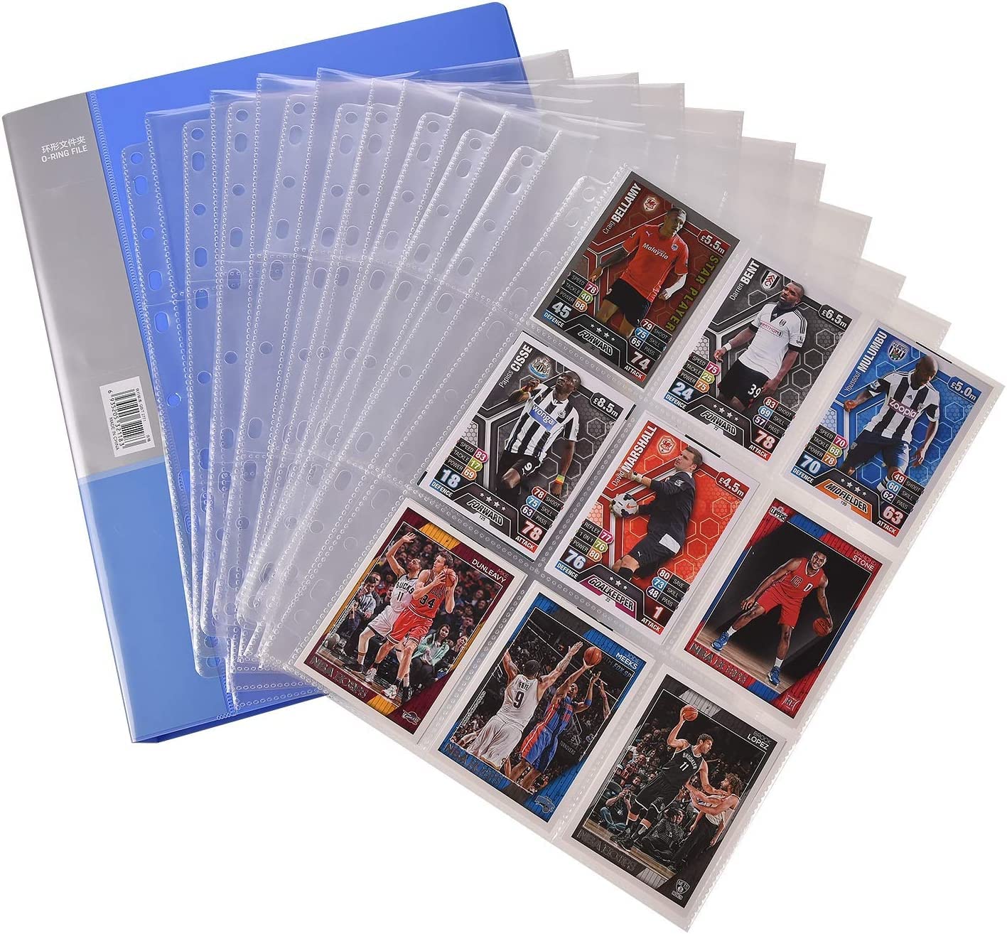 1800 vakken voor verzamelkaarten, transparant, 100 pagina's