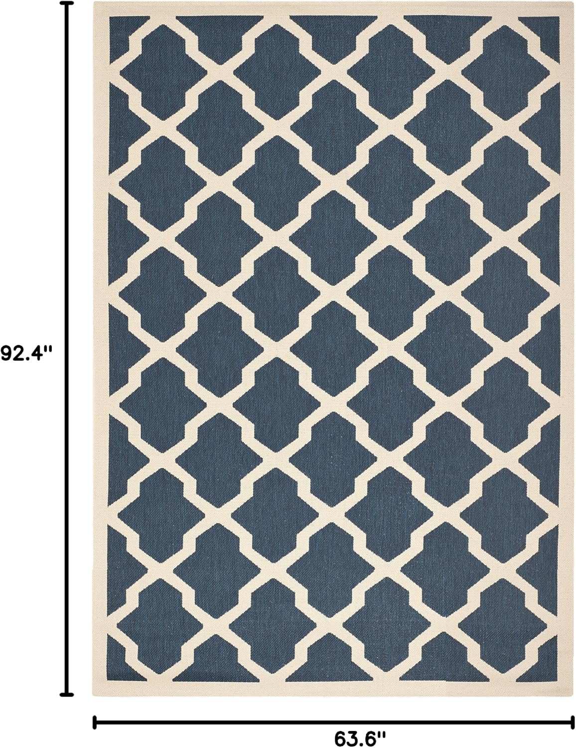 SAFAVIEH Washable Rug Outdoor Courtyard Collection - 5'3" x 7'7", Navy & Beige, Non-Shedding & Easy Cleaning, Ideal for Patio, Backyard, Mudroom (CY6903-268)