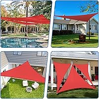 Vista 2 de Tang toldo de sol, velas de sombra 180GSM HDPE Equilateral Triángulo Permeable Toldo estándar comercial personalizable, Rojo