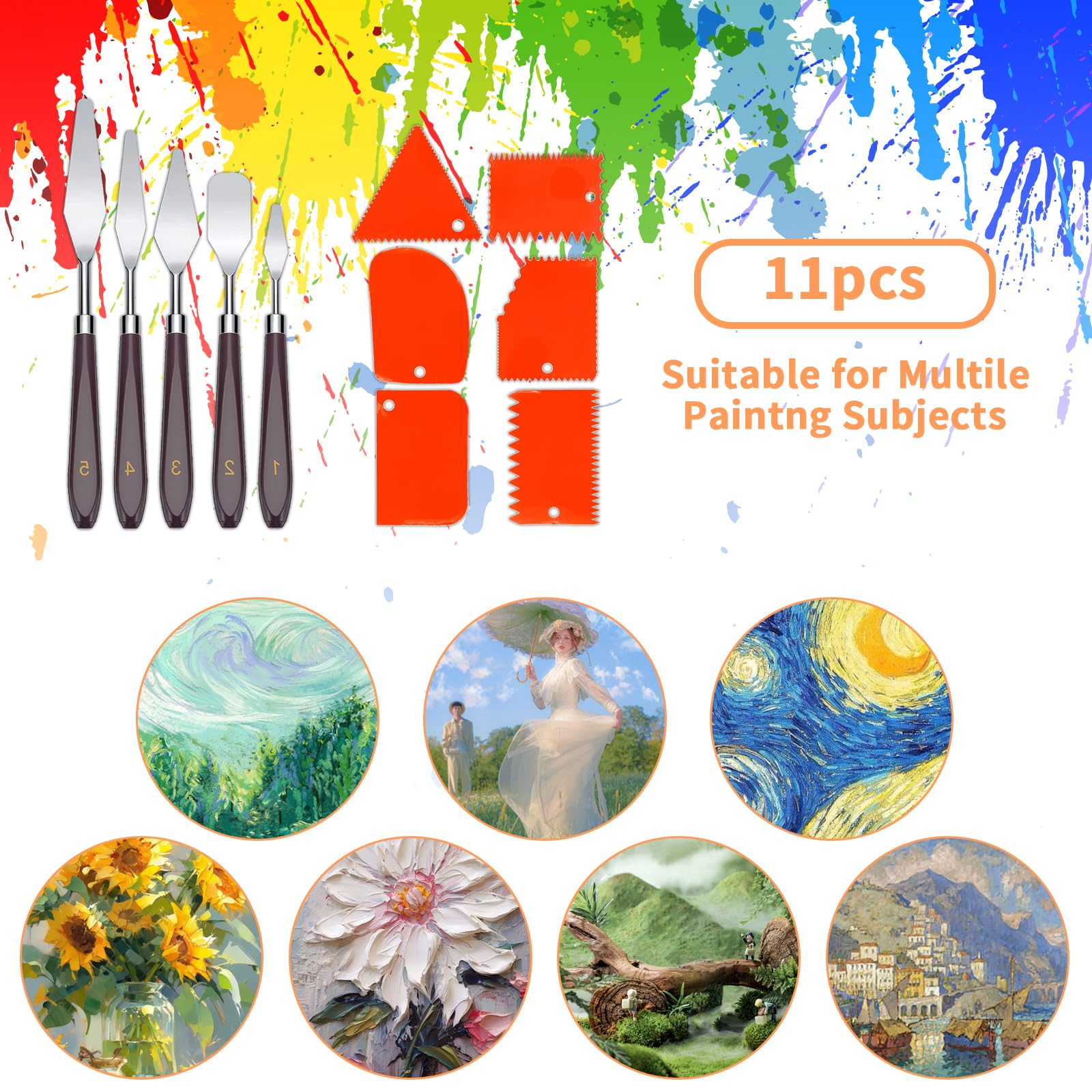 Set 12 Spatole Per Pittura Acrilica E Olio - 5 Coltelli Palette, 6 - copertina