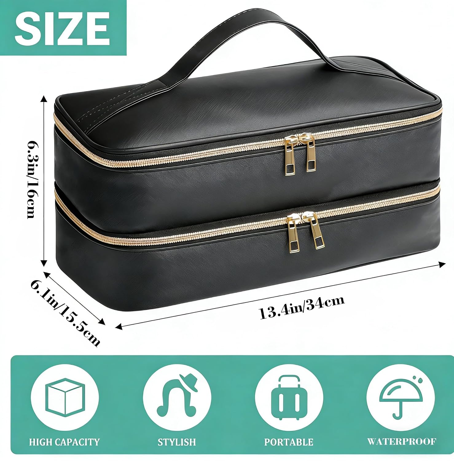 I'SMARTMOON 2-Layer Waterproof Hair Tools Travel Bag for Shark Flex Style Case,Travel Case for Dyson Airwrap, Organizer for Styling Accessories,Ideal Gift for Daily & Travel Hairstyling(Black)