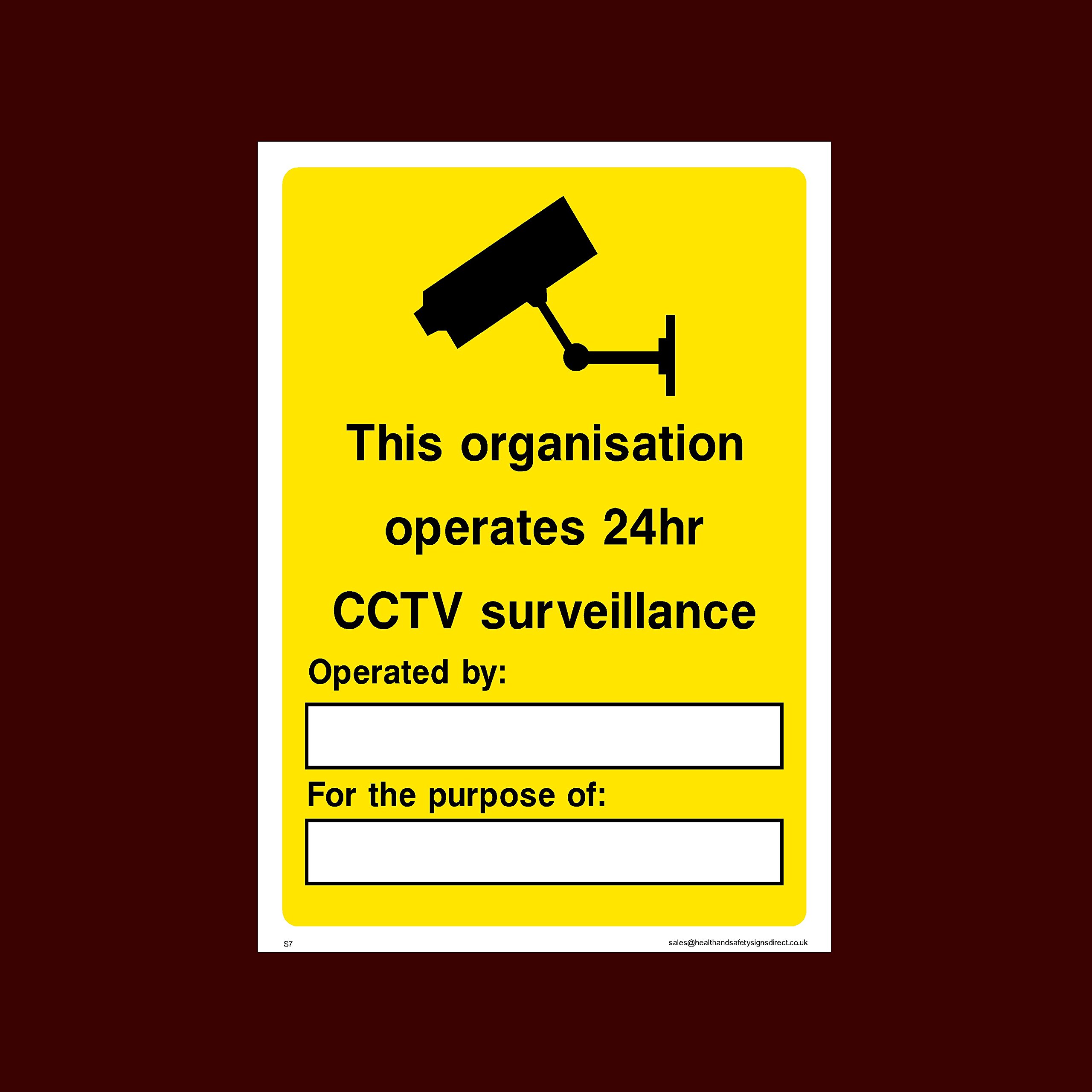 Ussp&S Cctv This Organisation Operates 24Hr Cctv Surveillance Sticker/Self Adhesive Sign (S7) - Cctv, Security, Warning, Alarmed, Surveillance, Camera, Dogs, Premises