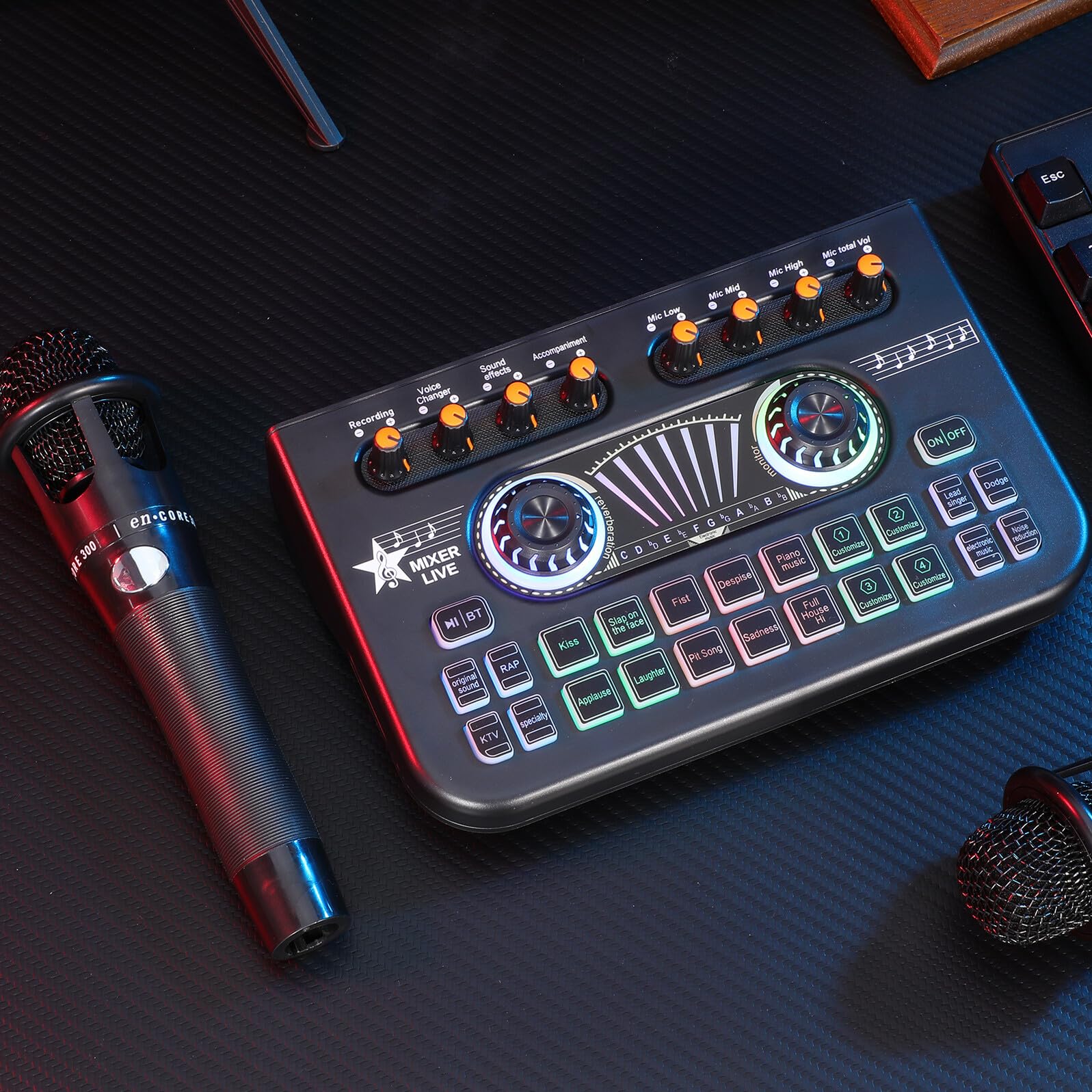 Ciieeo Kit di Registrazione Audio per Studio di Microfoni per Dj con Cambio Voce Scheda Audio per Live Streaming e Registrazione Vocale
