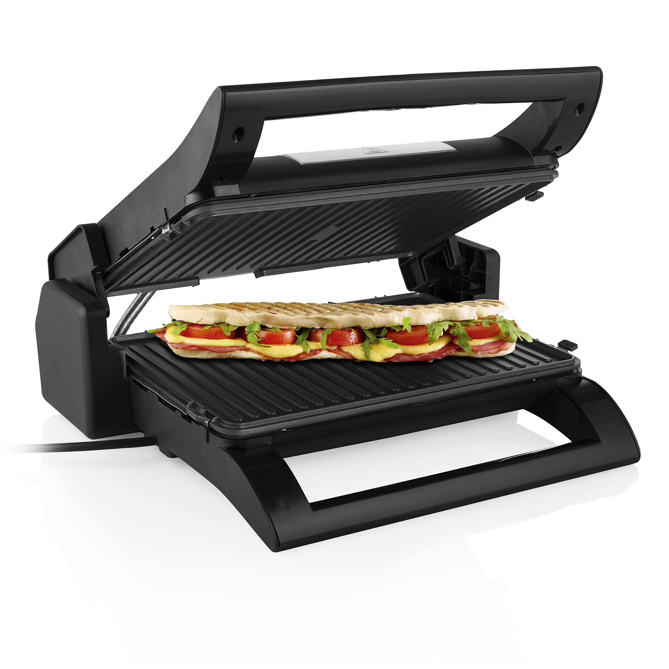 Princess Multi-Grill 4-in-1, Kontaktgrill - Tischgrill - Sandwich Maker und Waffeleisen, Aus rostfreiem Stahl, 1500 Watt Leistung, inklusive 3 Plattensätze, 180° aufklappbar, Schwarz/Silber, 112536