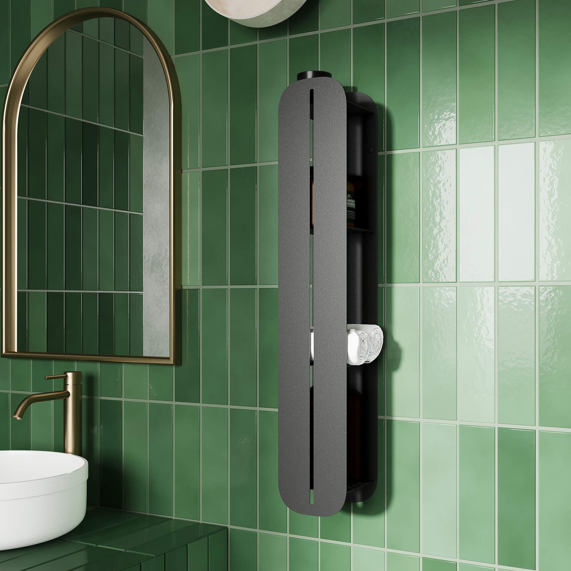 Mensola Bagno in Metallo Nero 80x15 senza foratura o con viti - Organizer Doccia a Parete, Porta Shampoo Doccia Verticale, Design Moderno, Organizzatore bagno, Accessori doccia, Mensole bagno a parete