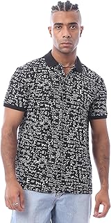 Ravin Mens Self Patterned Black Polo Shirt Modern